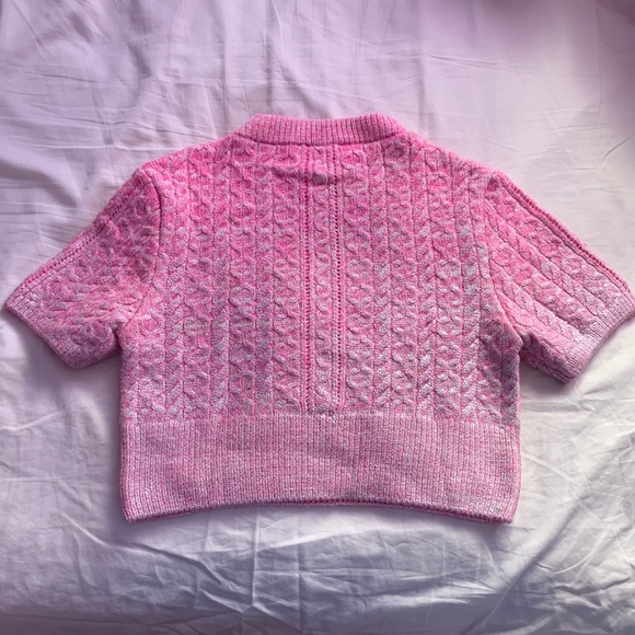 ZARA WOMAN FW23 PINK CABLE KNIT METALLIC SWEATER SIZES Medium 4331/136 - Picture 6 of 7
